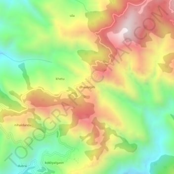Mappa topografica dhaulagiri, altitudine, rilievo