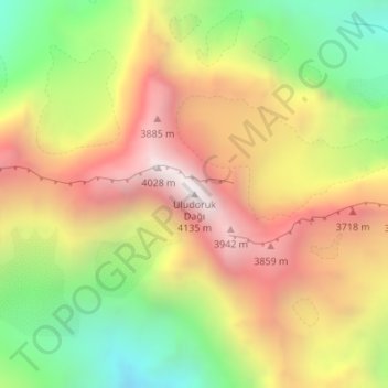 Mappa topografica Uludoruk Dağı, altitudine, rilievo