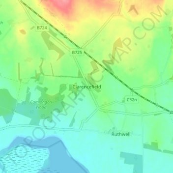 Mappa topografica Clarencefield, altitudine, rilievo