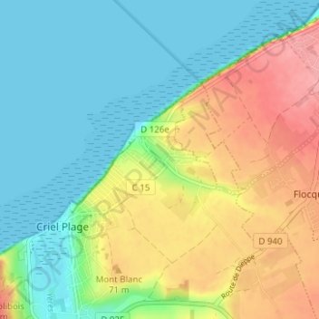 Mappa topografica Mesnil-Val, altitudine, rilievo