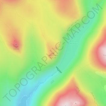 Mappa topografica Ben Crom, altitudine, rilievo