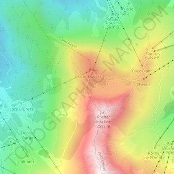 Mappa topografica Col de la Loze, altitudine, rilievo