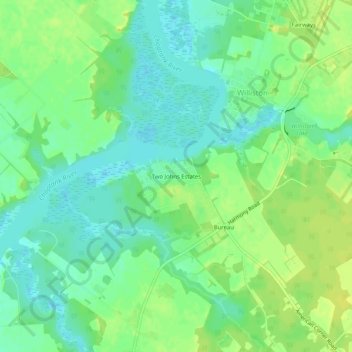 Mappa topografica Two Johns Estates, altitudine, rilievo