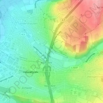 Mappa topografica Wichtelbrunnen, altitudine, rilievo