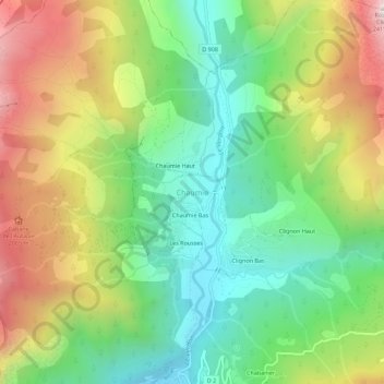 Mappa topografica Chaumie, altitudine, rilievo