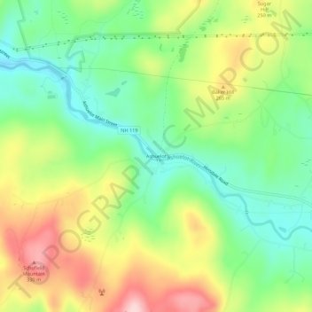 Mappa topografica Ashuelot, altitudine, rilievo
