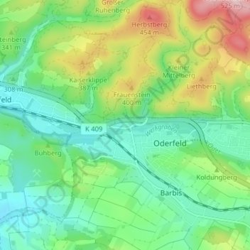 Mappa topografica Zoll, altitudine, rilievo