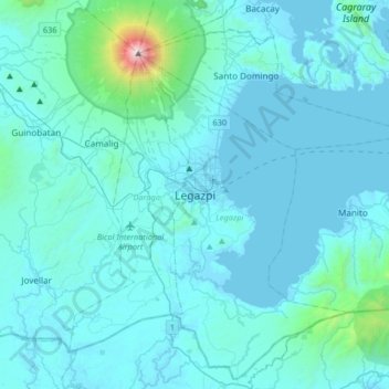 Mappa topografica Legazpi, altitudine, rilievo