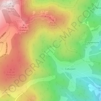Mappa topografica L'Oronge, altitudine, rilievo