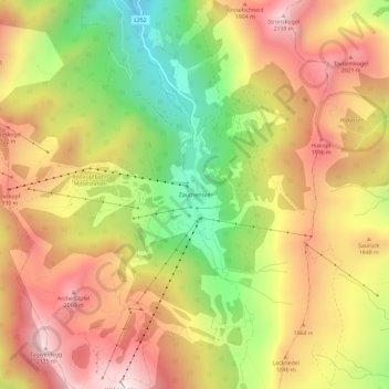Mappa topografica Zauchensee, altitudine, rilievo