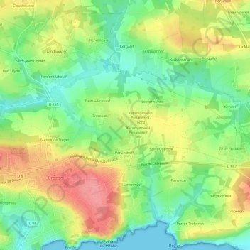 Mappa topografica Keramprovost-Penandreff, altitudine, rilievo