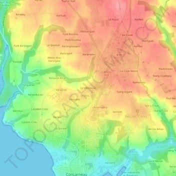 Mappa topografica La Villeneuve, altitudine, rilievo