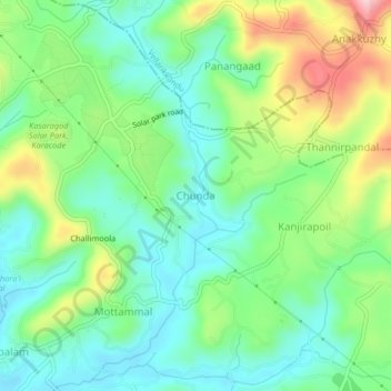Mappa topografica Chunda, altitudine, rilievo