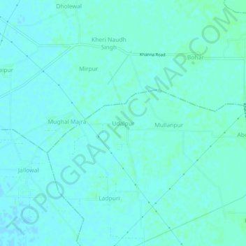 Mappa topografica Udalpur, altitudine, rilievo