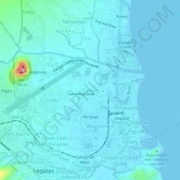 Mappa topografica Gogon, altitudine, rilievo