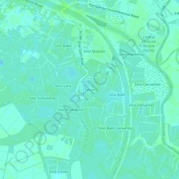 Mappa topografica Tabun, altitudine, rilievo