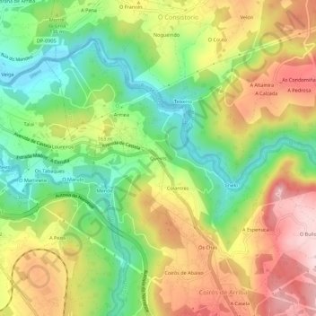 Mappa topografica Queirís, altitudine, rilievo