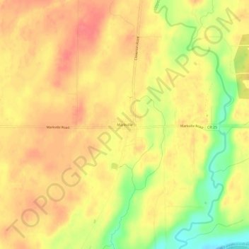 Mappa topografica Markville, altitudine, rilievo