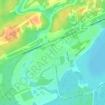 Mappa topografica Falcon Lake, altitudine, rilievo