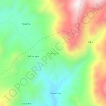 Mappa topografica Pachaca, altitudine, rilievo