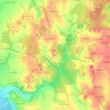 Mappa topografica Brody, altitudine, rilievo