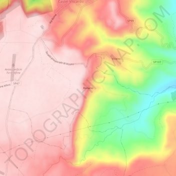 Mappa topografica Benano, altitudine, rilievo