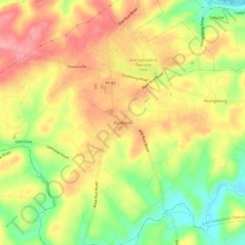 Mappa topografica Ercildoun, altitudine, rilievo