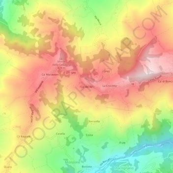 Mappa topografica Ca' del Re, altitudine, rilievo