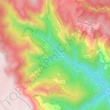 Mappa topografica Le Masbonnet, altitudine, rilievo