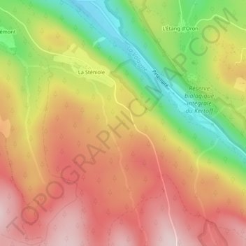 Mappa topografica Le Haut Rain, altitudine, rilievo