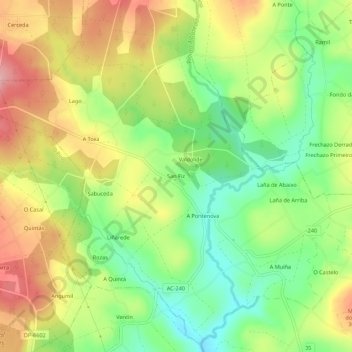 Mappa topografica San Fiz, altitudine, rilievo