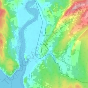 Mappa topografica Dorchester, altitudine, rilievo