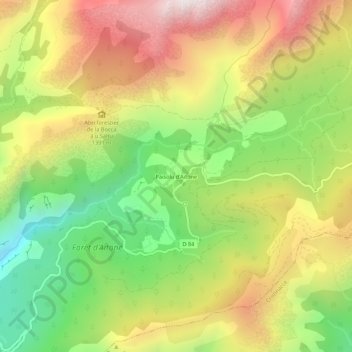 Mappa topografica Paisolu d'Aïtone, altitudine, rilievo