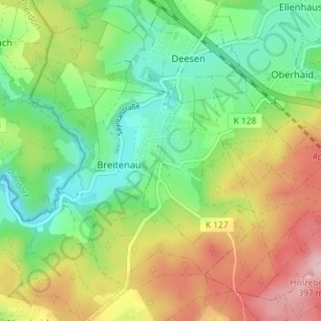 Mappa topografica Wittgert, altitudine, rilievo