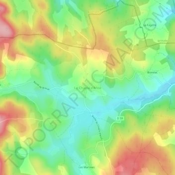 Mappa topografica Le Chayla d'Ance, altitudine, rilievo