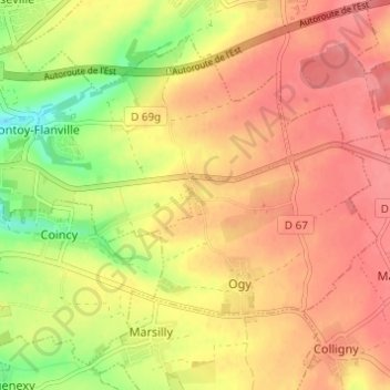 Mappa topografica Saint-Agnan, altitudine, rilievo