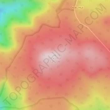 Mappa topografica Dicks Hut, altitudine, rilievo