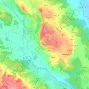 Mappa topografica Jakobsbaiern, altitudine, rilievo