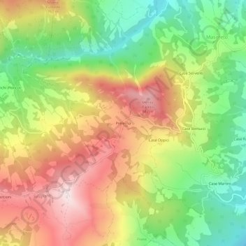 Mappa topografica Prelerna, altitudine, rilievo