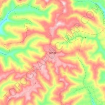 Mappa topografica 得胜镇, altitudine, rilievo