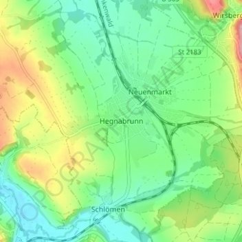 Mappa topografica Hegnabrunn, altitudine, rilievo