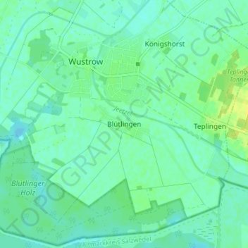 Mappa topografica Blütlingen, altitudine, rilievo
