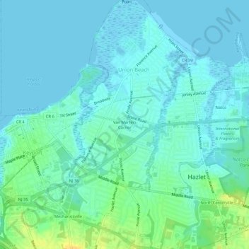 Mappa topografica Van Marters Corner, altitudine, rilievo