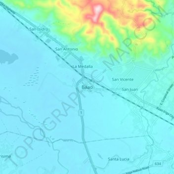Mappa topografica Baao, altitudine, rilievo