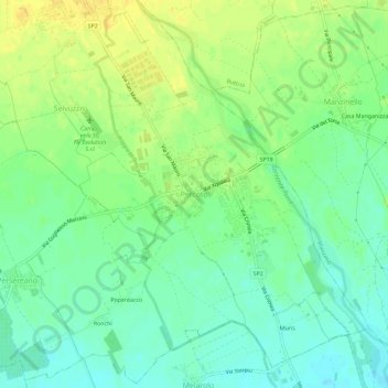 Mappa topografica Percoto, altitudine, rilievo
