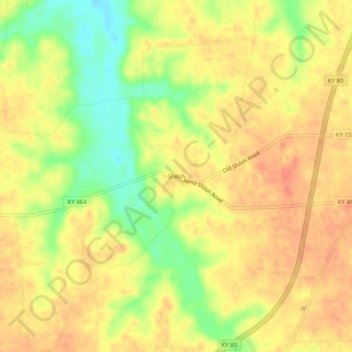 Mappa topografica Shiloh, altitudine, rilievo