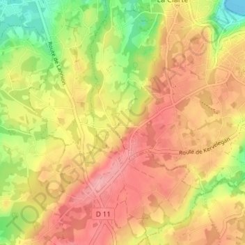 Mappa topografica Kerzinan, altitudine, rilievo