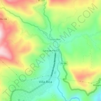 Mappa topografica Canal de Piedra, altitudine, rilievo
