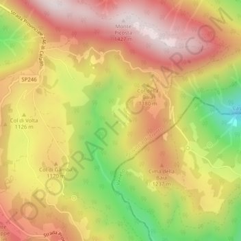 Mappa topografica Tocco, altitudine, rilievo