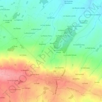 Mappa topografica La Grande Touche, altitudine, rilievo